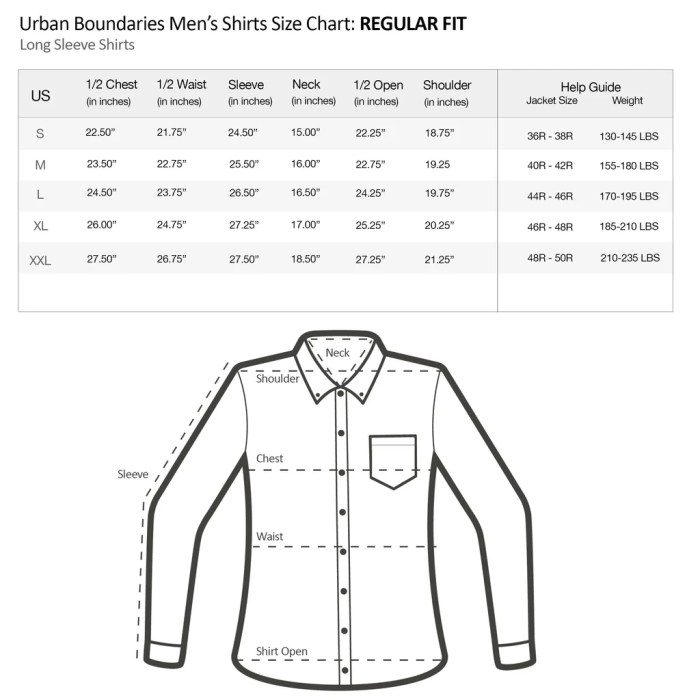 Mens long sleeve dress shirt size chart Find Your Perfect Fit