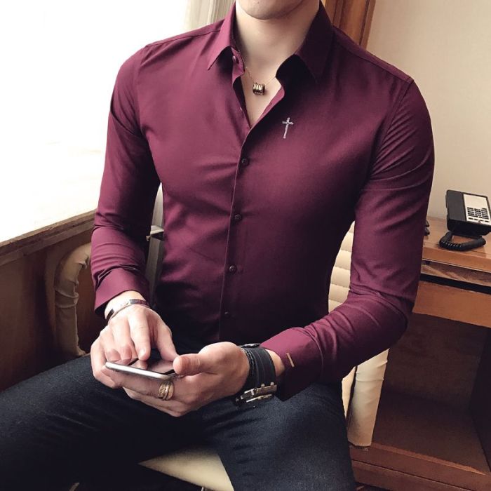 Mens Burgundy Dress Shirts Stylish and Sophisticated Attire for Men