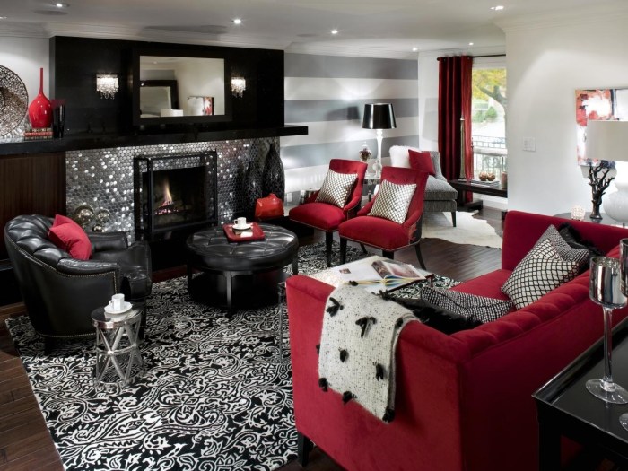 How to decorate a room red and black